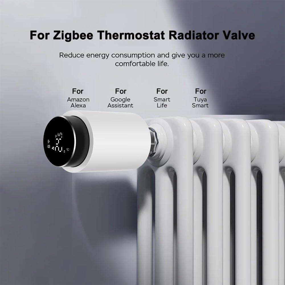Valvola termostatica per termosifone, controllo intelligente del riscaldamento programmabile, programmazione settimanale, controllo vocale e app, monitoraggio energetico per comfort domestico (2 pezzi