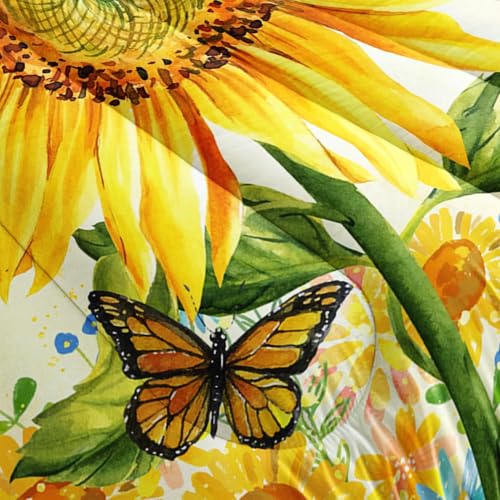 Image of AILONEN Sunflower Comforter Set Queen Size, Garden Floral Bedding Set, Yellow Butterfly Duvet Set 3 Pieces - 1 Quilt and 2 Pillowcases
