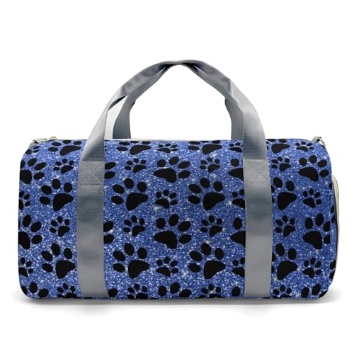 Personalized Dog Paw Blue Glitter Customized Multi-functional Handbag Travel Bag,Sports and Fitness Duffel Bag2