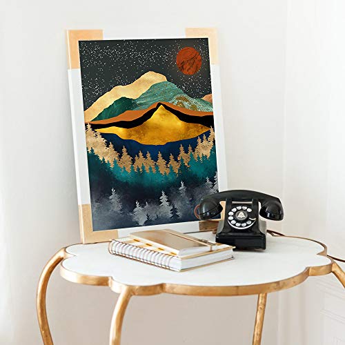 Yumknow Boho Mountain Wall Decor - Unframed 12X16, Mid Century Modern Nature Wall Art For Living Room, Dark Bathroom Apartment, Bedroom Pictures, Abstract Office Gifts, Posters For Room Aesthetic #TOP4