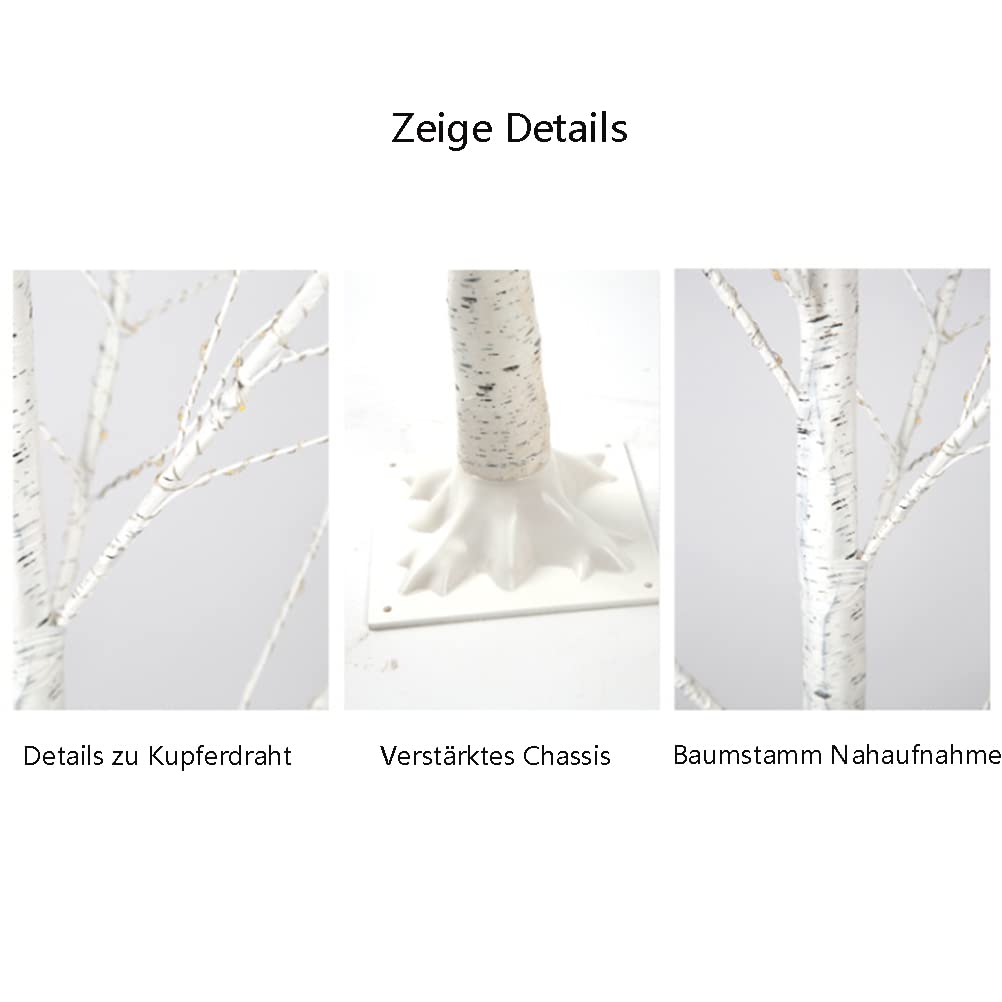 Árbol de Luz LED Navideño 210 cm 448 Piezas Blanco Cálido - Cadena de Luz LED Cortina de Estrella 8 Modos Apariencia de Abedul - Decoración Interior y Exterior