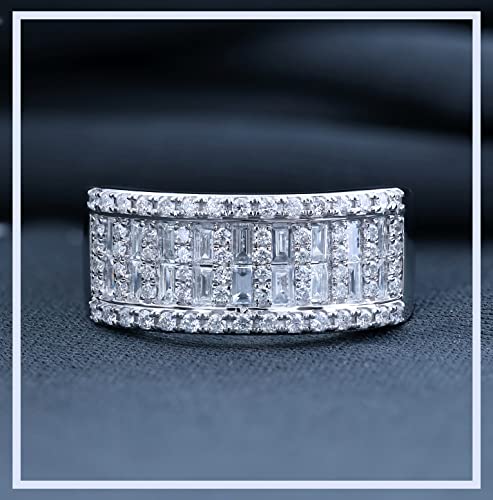 Dazzlingrock Collection Baguette & Round White Diamond Multi Row Anniversary Ring for Women (0.98 ctw, Color I-J, Clarity I1-I2) in 14K Solid Gold4