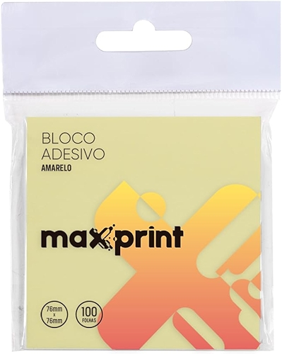 Bloco Adesivo 100 Folhas 76x76mm Amarelo 1 UN Maxprint