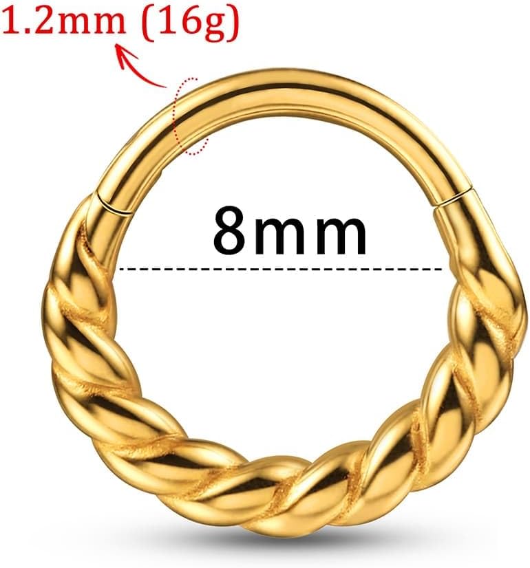 Septum rings hoops,1PCS 16G/8mm Ring Multi-Cones Surgical Stainless Steel Nose Ring Hoop Jewelry Clicker Cartilage Earring Hinged Segment Daith Piercing
