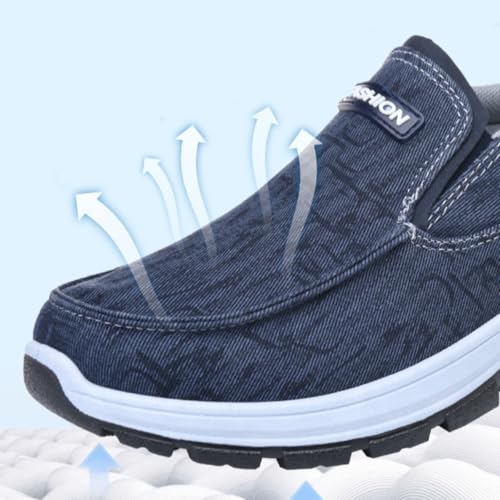 Orthopedic Slip-on Shoes,Comfort Walking Shoes,Men's Arch Support Slip-on Canvas Loafers,Non Slip Flats Hiking Boat Sneakers3