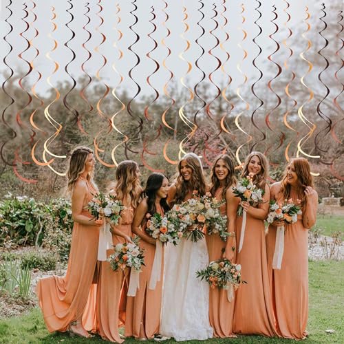 Image of 36 Pcs Brown Hanging Swirl Decorations Ombre Cream Tan Brown Felt Swirl Streamer Spiral Ceiling Garland for Boho Neutral Safari Woodland Rustic Cowboy Western Teddy Bear Birthday Wedding Shower