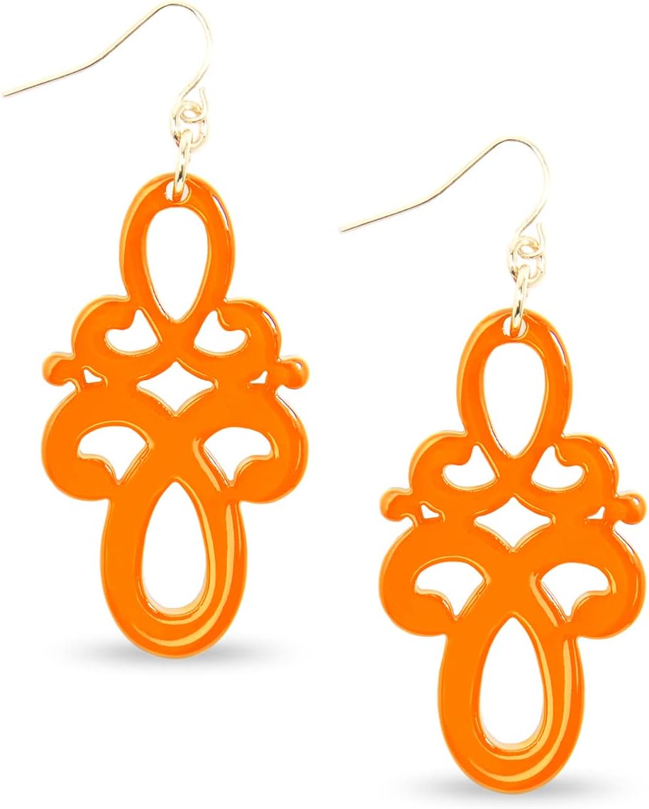 ZENZII Statement Resin Acrylic Double Scroll Colorful Drop and Dangle Earring for Women Girls