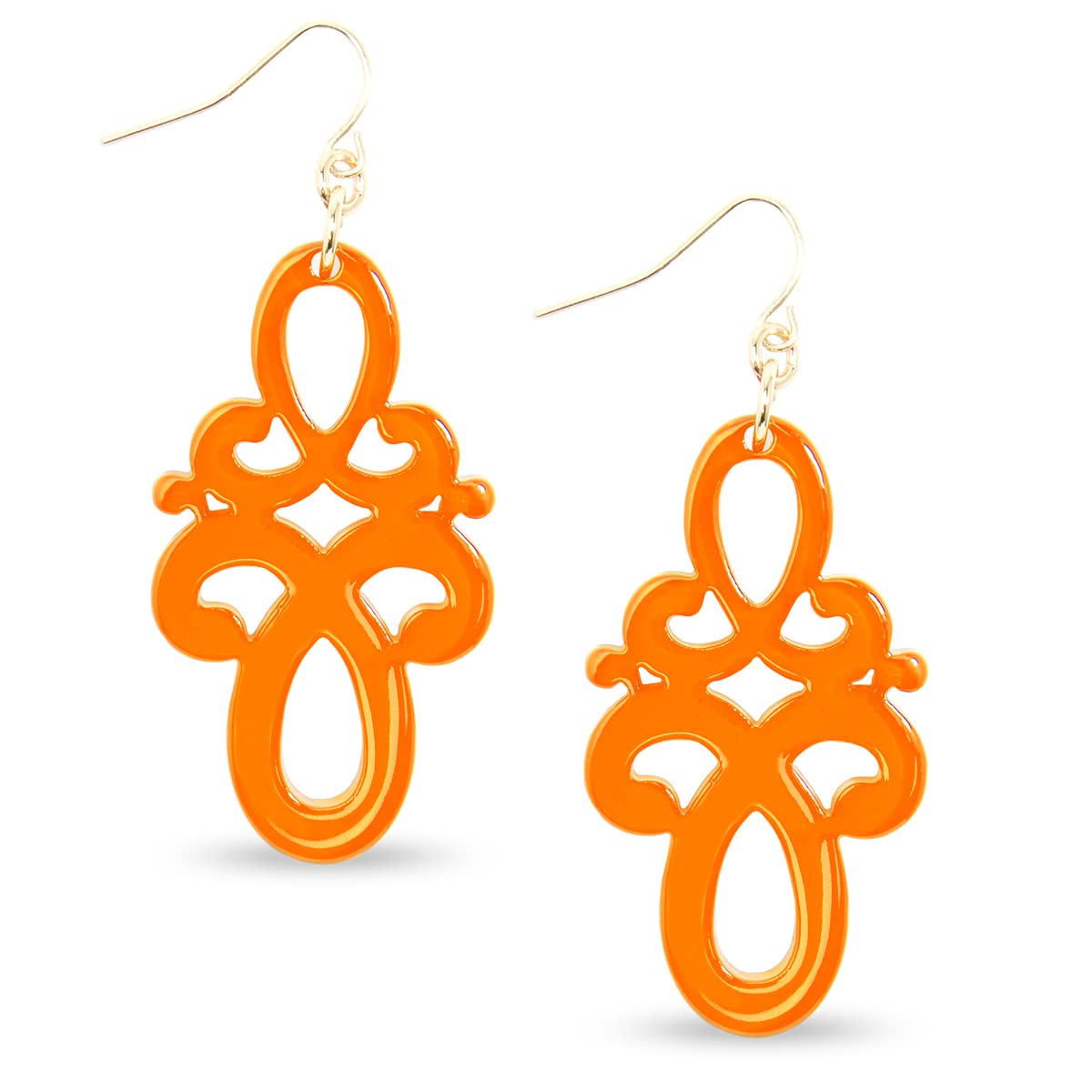 ZENZII Statement Resin Acrylic Double Scroll Colorful Drop and Dangle Earring for Women Girls