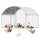 VEVOR Large Metal Chicken Coop with Run, 9.8 x 6.5 x 6.5ft Walkin Chicken Coop for Yard with Waterproof Cover, Dome Roof Large Poultry Cage for Hen House, Duck Coop and Rabbit Run