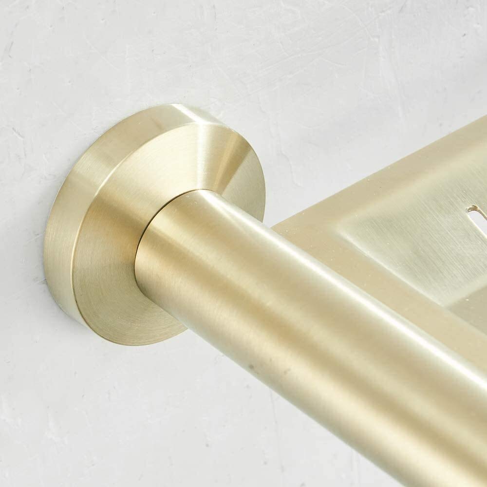 Toallero de Montaje en Pared Toallero para el Hogar Soporte de Anillo de Toalla de Baño Dorado Cepillado Acero Inoxidable 304 Accesorio de Baño Toallero/Soap Dish Holder