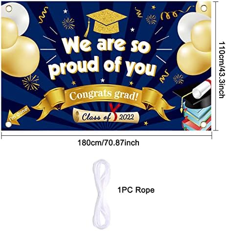 Large Graduation Background Banner, We are So Proud of You Banner Graduation Decorations, 2022 Graduation Party Decoration for Grad University High School Student Graduation(70.87 * 43.3Inchs).