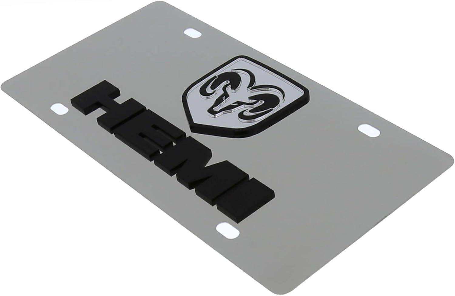 Eurosport Daytona, Inc. Dual Logo Hemi License Plate for Dodge Ram (Chrome)