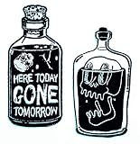 Set 2 Pcs Skull Liquor Bottles Here Today Gone Tomorrow Beverages Beer of Mug Death Gothic Horror Ki