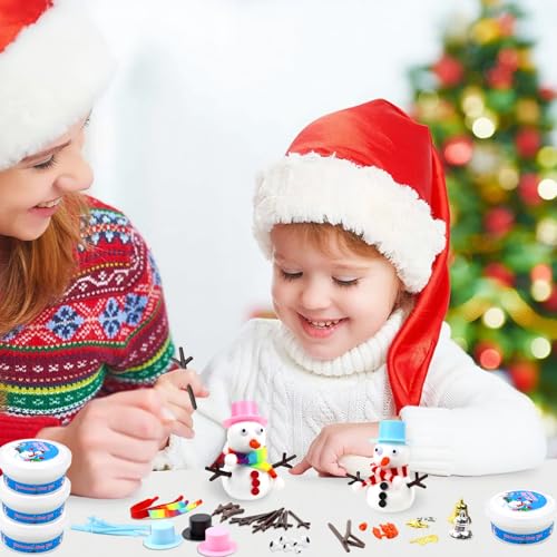 Lupxiu Christmas Snowman Craft Kit, 16Pack Build a Snowman Kit DIY Christmas Ornaments,Creative Kids Air Dry Modeling Clay,Christmas Activities Gifts Toys for Holiday - Image 2