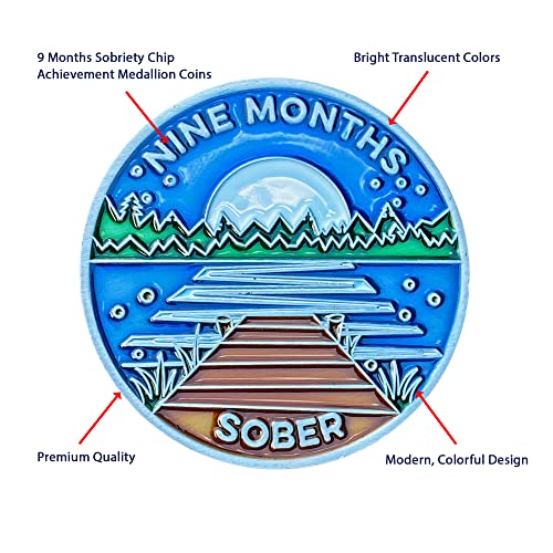 Image of The Achieve Mint 9 Months Sober Token | Nine Month Sober Chip | Non-AA Gift, Non-Religious Medallions for Women and Men Celebrating Sobriety