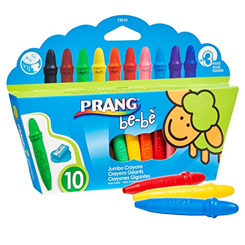 Prang Be-Be Jumbo Crayons For Small Children, Washable, Includes Sharpener, Assorted Colors, 10-Pack (73010),Large #TOP1