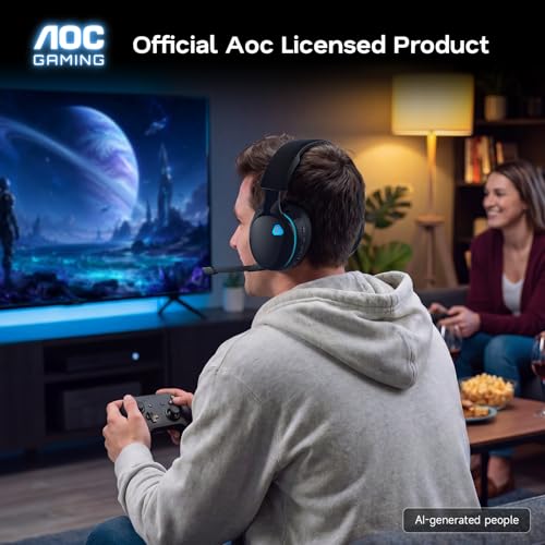 Image of AOC 2.4GHz Wireless Gaming Headset for PS5, PS4, PC, Switch, 45Hr, Black