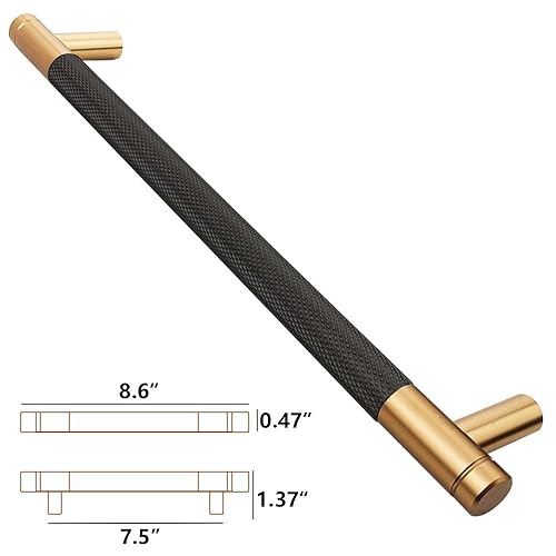 Miniatura 10 de Paquete de 24 tiradores de barra de gabinete de 3 34 pulgadas de 3.780 in, manijas moleteadas doradas y grises para tiradores de cajones dorados