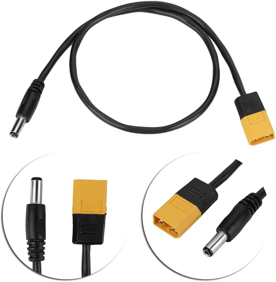 XT60 Male to DC 5.5x2.5mm Power Cable 50cm for Lipo Battery Soldering Iron, High Temp Resistance Plug & Play Connector Wire