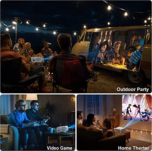 Outdoor Projector With 100" Screen, Hompow Mini Portable Projector, Native 720P Movie Projector 7500Lux, Home Theater Projector Compatible With Hdmi Vga Usb Tf Av For Home #TOP6