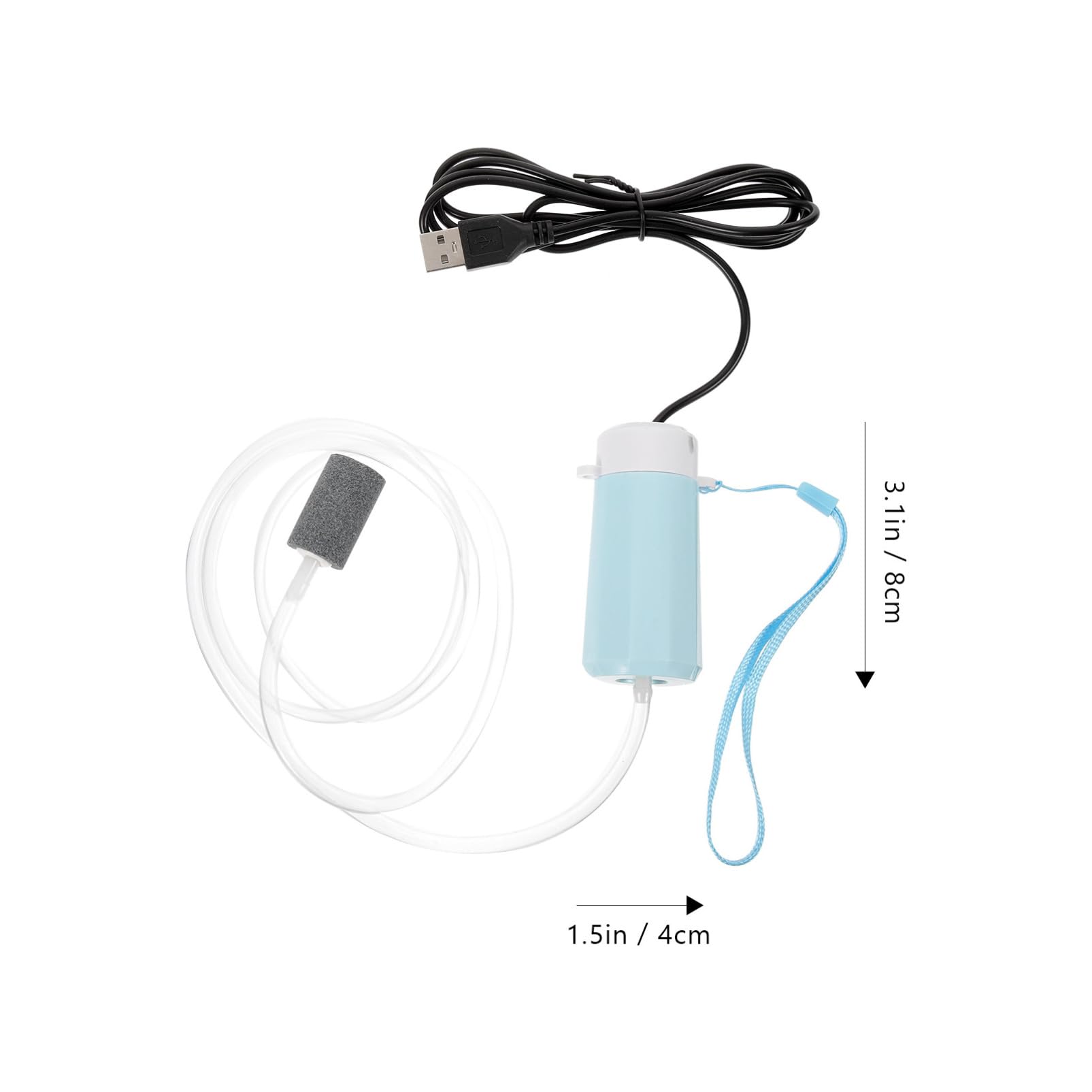 Happyyami Bomba de oxigeno USB Bomba de Aire USB Acuario Esponja portátil Tanque de Acuario Agua Portable Air Pump Bomba de pecera Bomba de oxigeno para Acuario Abdominales Sky-Blue