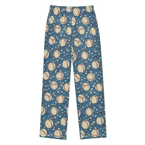 Pajama Pants Baseball Stars Pattern Long Sleep Pants Lounge Bottoms