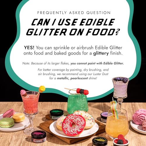 Image of MONEGASQUE Mint Green Edible Glitter for Drinks & Cakes, Drink Glitter, 10g