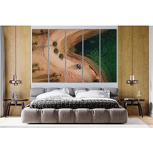 Cuadro de coche junto al mar para salones modernos que buscan una decoración de 180 x 120 cm