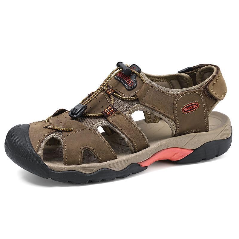 MEIION Ergonomische Orthopädische Trekkingsandalen für Schmerzlinderung - OrthoHealth Sandalen Leder Atmungsaktive Trekkingsandalen für Strand, Wandern und Freizeit, Sport-Outdoor Schuhe