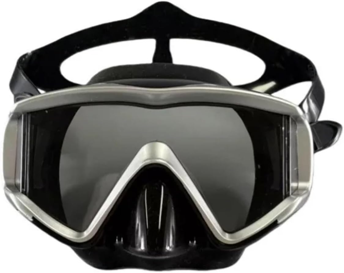 Compatible for Large-Frame Diving mask with Three-Way Mirror Anti-Fog Swimming Goggles with Nose Protection Adult Resin