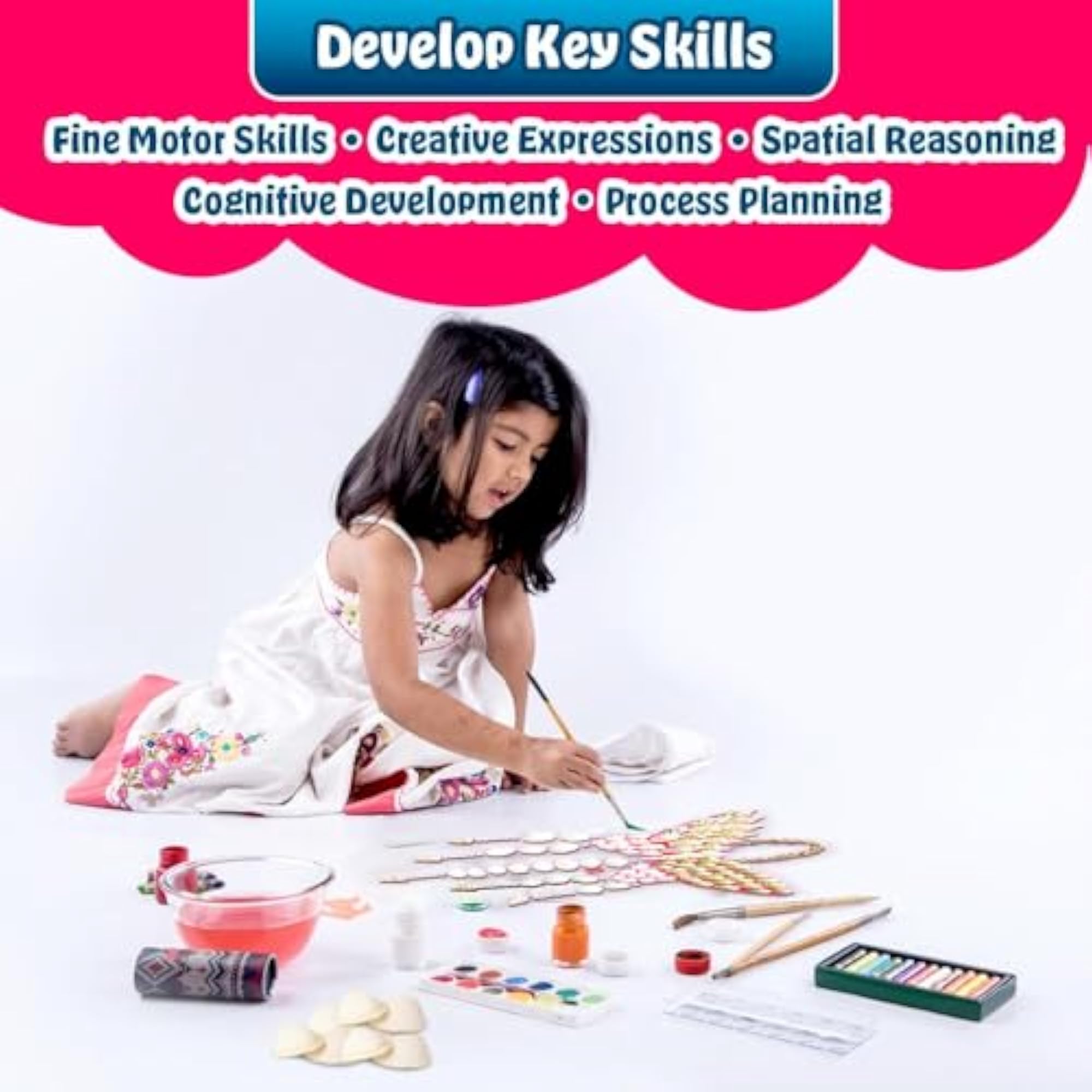 DIY Shell Dream Catcher Craft Kit for Kids, 150+ Natural Shells