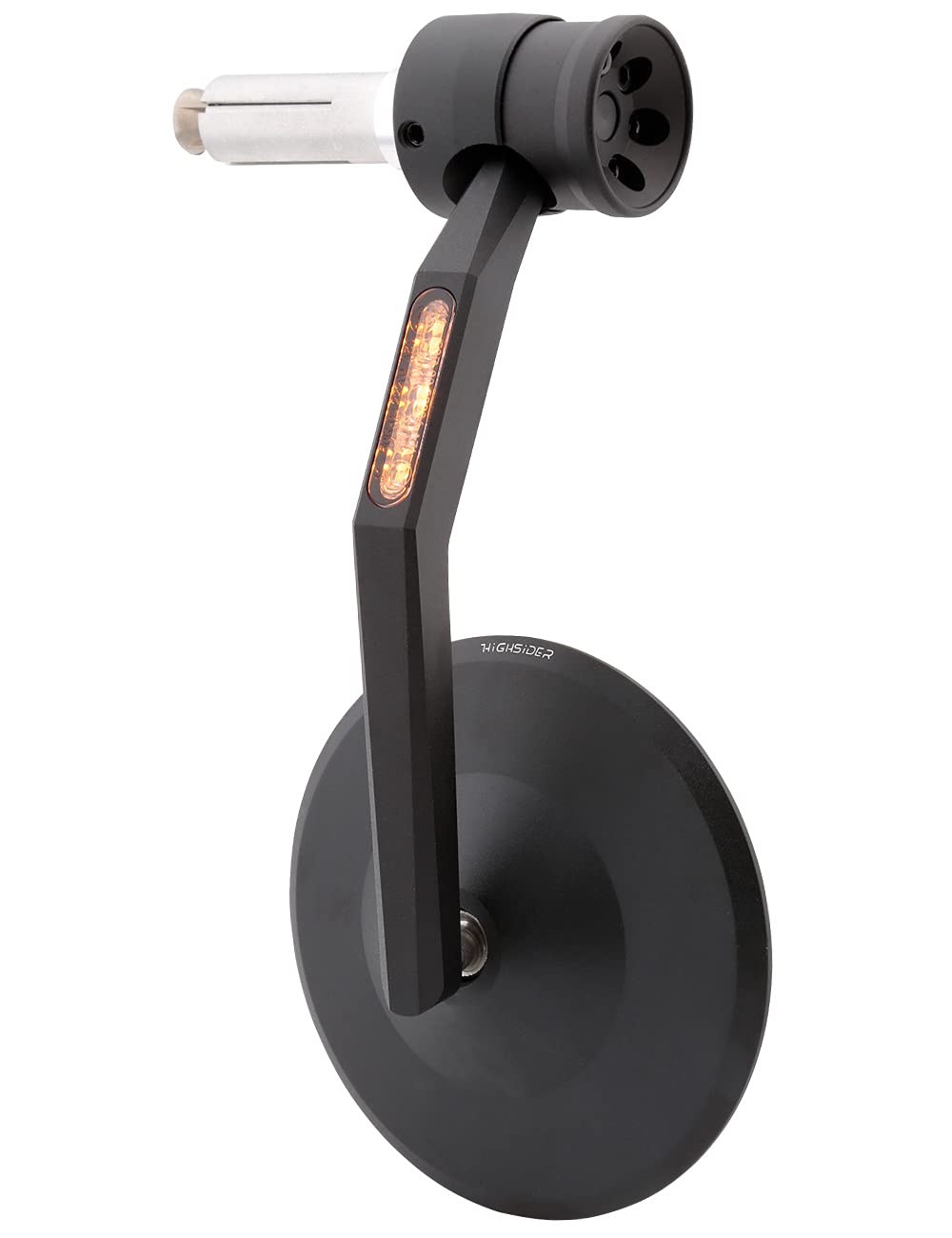 Espejo final del manillar HIGHSIDER MONTANA RIM con intermitente LED/luz de posición (Black)