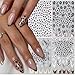 Leopard Print Nail Art Sticker Nail Decals 3D Self-Adhesive French Lines Nail Tip Hibiscus Flower Lace Floral Petals Nail Art Design Gel Polish Slider Decal Nail Charm for Manicure Decoration 4Sheets