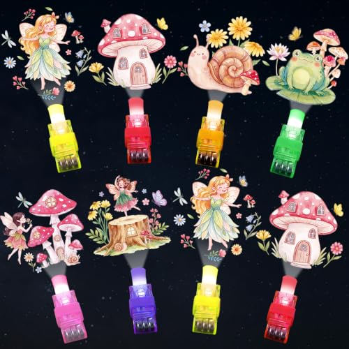 36Pcs Fairy LED Finger Lights Fairy Princess Party Favors Glow in the Dark Light Up Finger Lights Mushroom Flower Toys Bulk for Wonderland Garden Party Goodie Bag Stuffer Classroom Prizes Gifts
