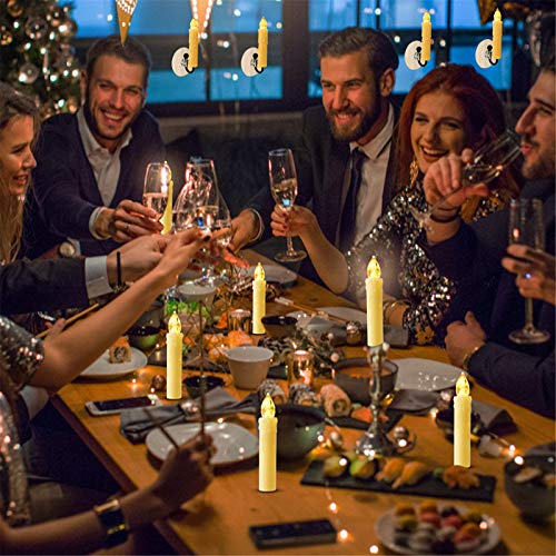 Mixaly 12 Pcs Flameless Window Candles - Ivory Battery Operated Led Taper Candles With Remote Updated Timer Function - Christmas Candles Warm White - Perfect For Wedding/Birthday/Party Decor #TOP3