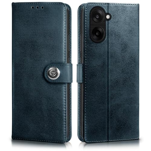 Image of WOW IMAGINE Shock Proof Flip Cover Back Case for 1+ OnePlus Nord CE 5 5G (Magnetic Button Flip Case | Wallet Pockets & Stand | Leather Finish | Oxford Blue)