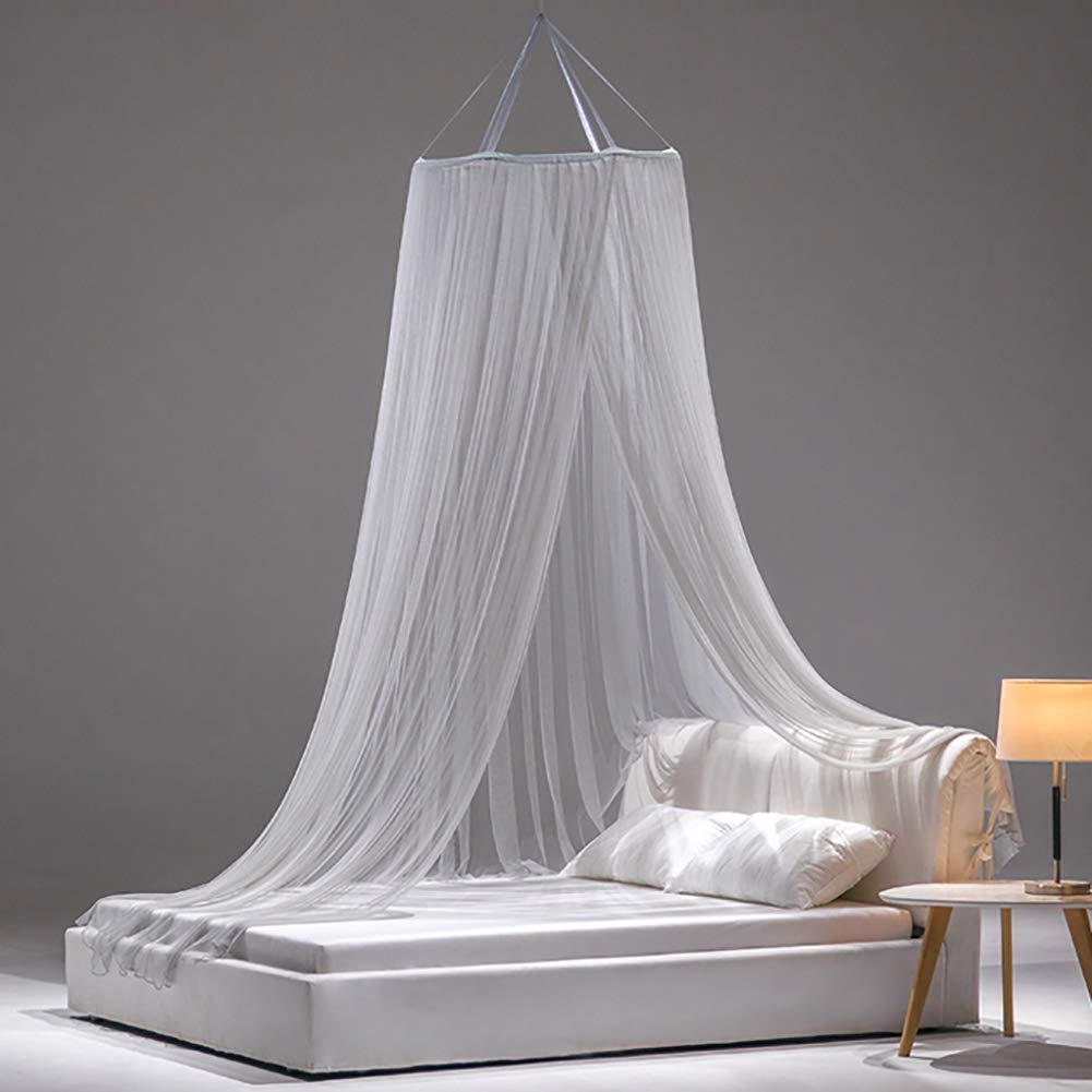 Moustiquaire de lit multicolore et baldaquin rond gris pour grand lit 1.8m