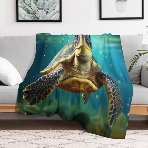 Plaid tortues de mer douillet pour vos soirées canapé et voyage en hiver