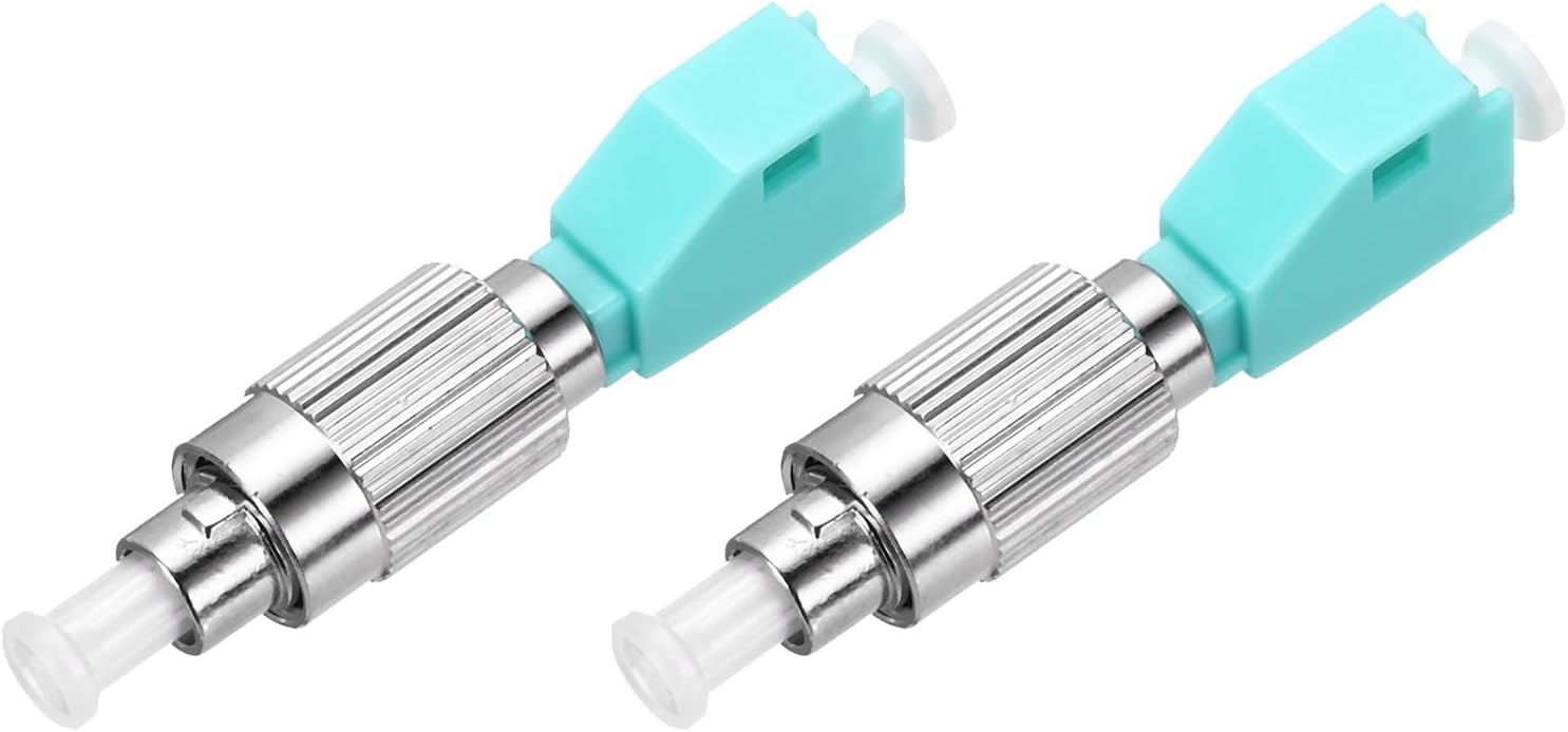 MECCANIXITY Fiber Optic Coupler FC Male to LC Female OM3 Multi-Mode Simplex Fiber Optical Cable Adapter Fiber Optic Converter Connectors for Network Internet, 2 Pack, Blue