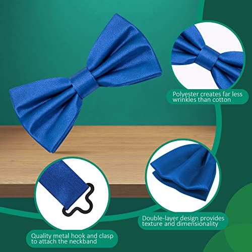 Pafuwei Men's Pre-Tied Bow Tie, Tux Bowtie Solid Color Neck Bow Ties Adjustable Length Formal Satin Bow Tie For Wedding Party (Polyester, Royal Blue) #TOP3
