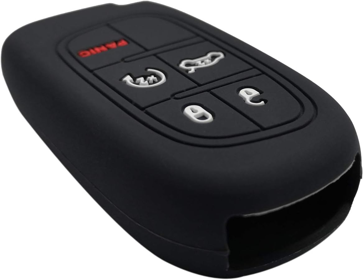 2Pcs Coolbestda Silicone Key Fob Remote Case Protector Holder Skin Jacket Accessories For 2018 2019 2020 2021 2022 Dodge Journey Durango Challenger Charger Jeep Grand Cherokee Compass Chrysler 300 200