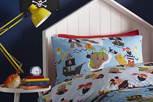Kids' Club Bedding Kidz Club Map Pirate Treasure Children's Single Duvet Cover Set Reversible, Multicolor