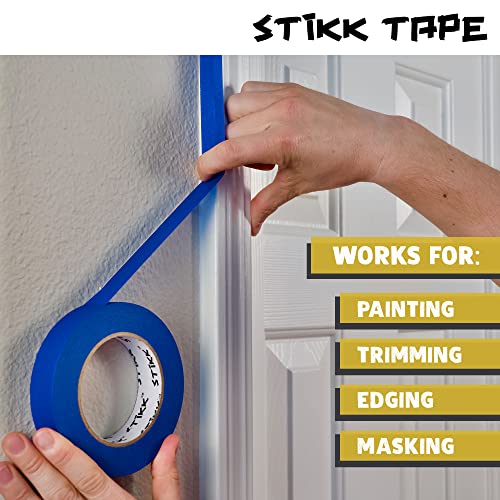 Stikk Painters Tape - 3Pk Yellow Painter Tape - 1 Inch X 60 Yards - Paint Tape For Painting, Edges, Trim, Walls, Ceilings, Finishing - Masking Tape For Diy Paint Projects - Residue-Free Painting Tape #TOP3