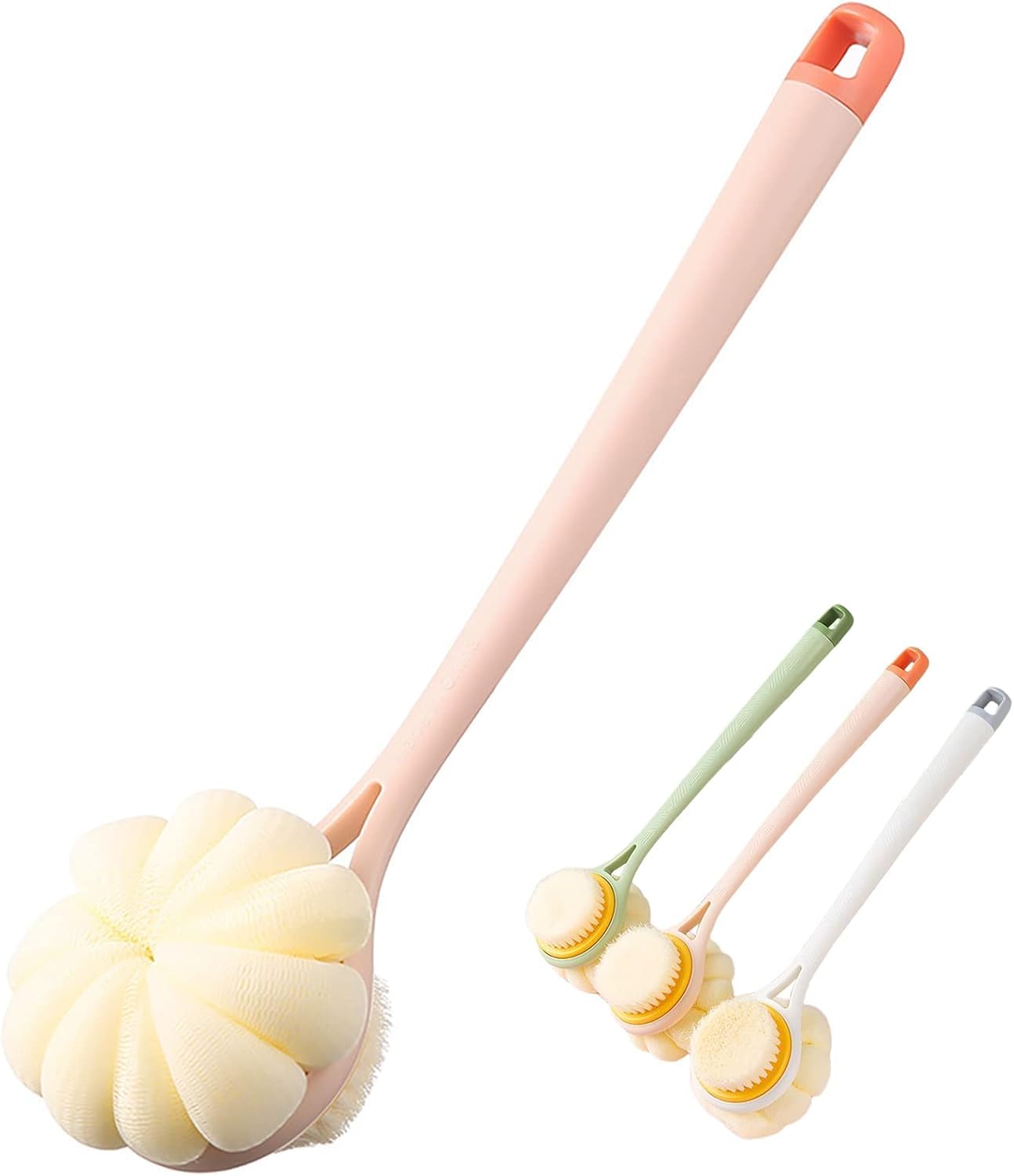 DNC 2 in 1 Body Bathing Brush with Soft Bristle and Loofah Body Back Scrubber Brush Massage Brush bath scrubber for body Exfoliating and Cleansing (Multicolor, 1Pc)-image-39