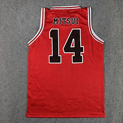 14th Jersey Hisashi Mitsui Cosplay Basketball Jersey Vermelho, Vermelho, G