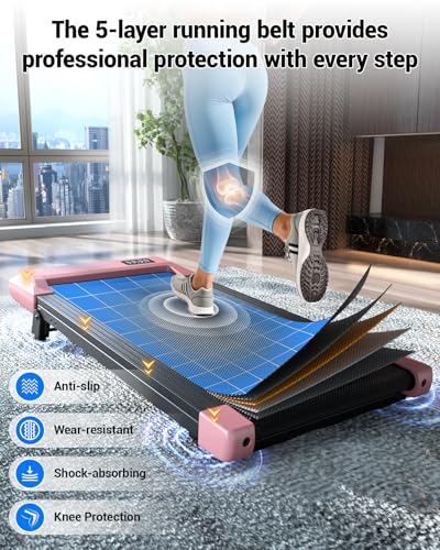 Image of DeerRun Under Desk Walking Pad Treadmill for Home & Office, 6% Manual Incline, 0.6-3.8 MPH Walking Speed, 300 lb Capacity, App & Remote Control