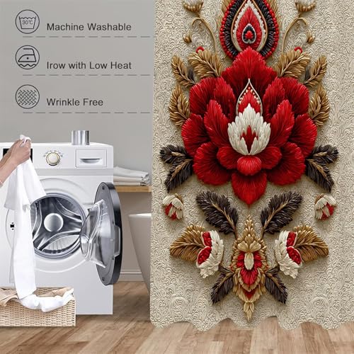 Rideau douche 120x180cm polyester lavable et résistant avec 12 crochets