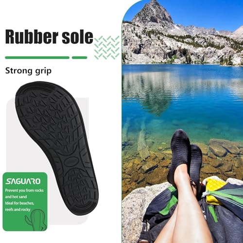 Foto von SAGUARO Damen Herren Badeschuhe Wasserschuhe Schwimmschuhe Männer Frauen Barfußschuhe für Strand,Pool,Meer,Wassersport,Surfen,Aqua Cycling,Segeln,Bootfahren,Windsurfen(Schwarz,40/41 EU)