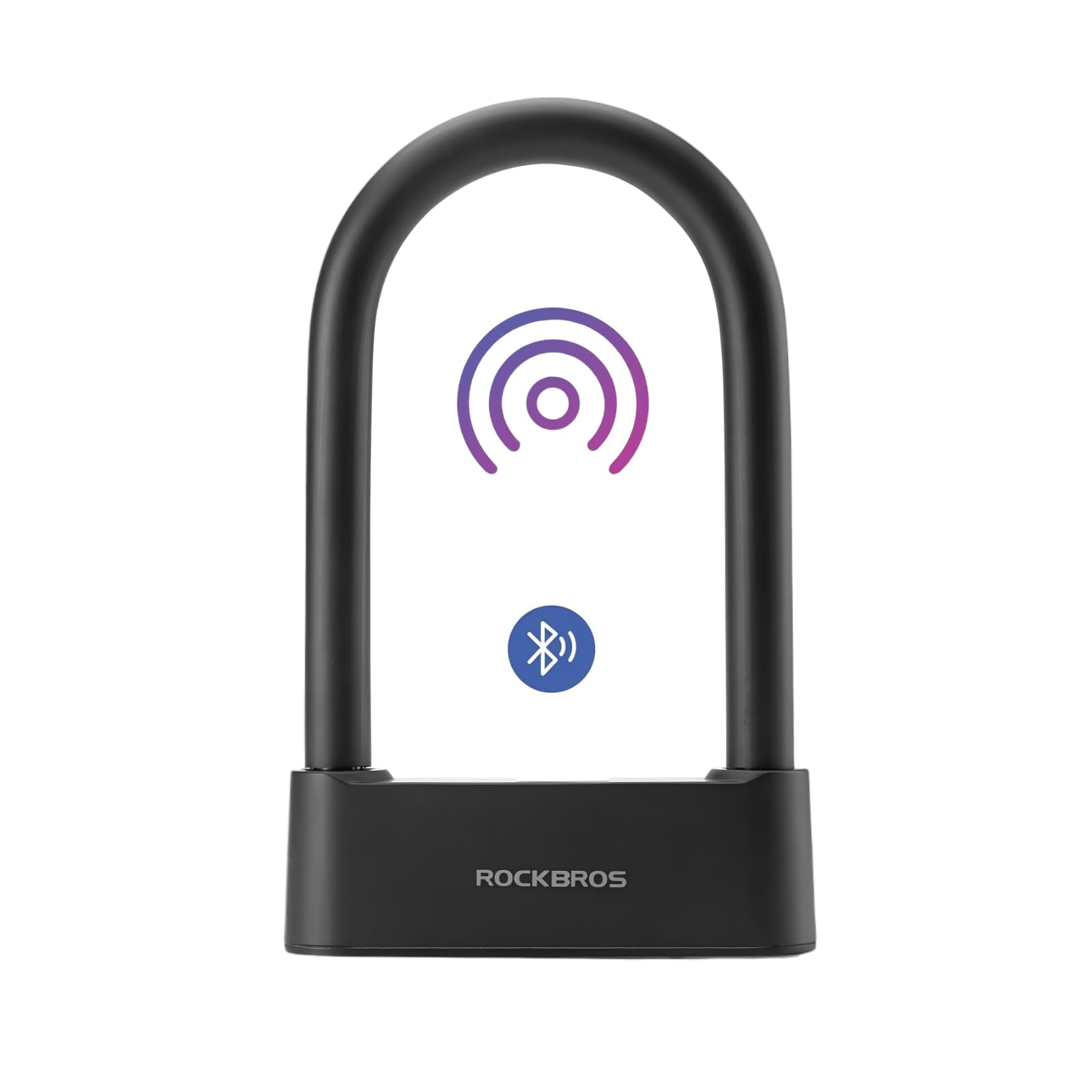 ROCKBROS Lucchetto Impronta Digitale, Blocco Intelligente delle Impronte Digitali con Controllo APP Bluetooth, Lucchetto a U Serratura Biometrica Antifurto Impermeabile Bici Moto, Nero