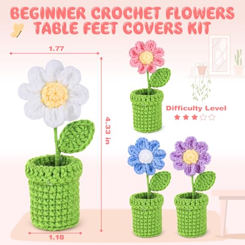 Image of Crochetta Crochet Kit for Beginners, Crochet Starter Kit w Step-by-Step Video Tutorials, Beginner Crochet Kit for Adults Kids Women Men Complete Kit Included (Table Leg Cover)